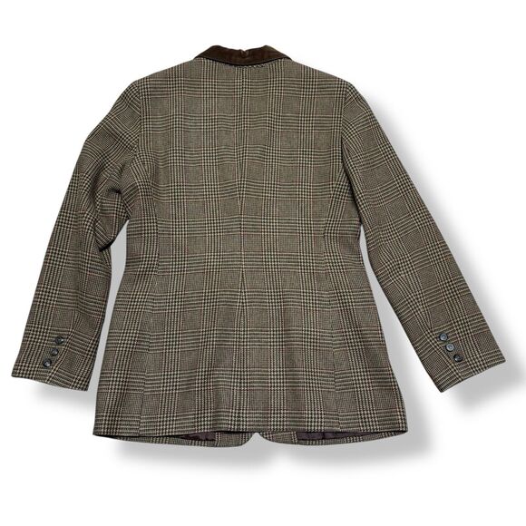 Vintage Jaclyn Smith Blazer 10 Classic Brown Tweed Faux Suede Trim Equestrian M - Picture 13 of 14